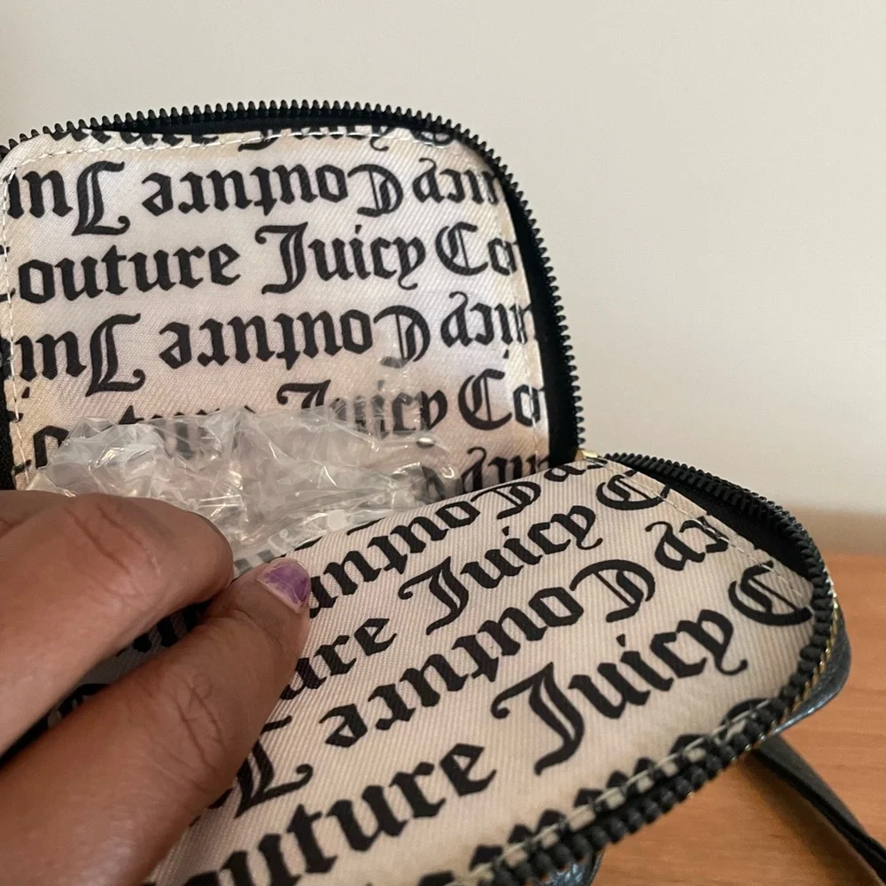 Juicy Couture Black Crossbody Phone Pouch with Gold Logo
